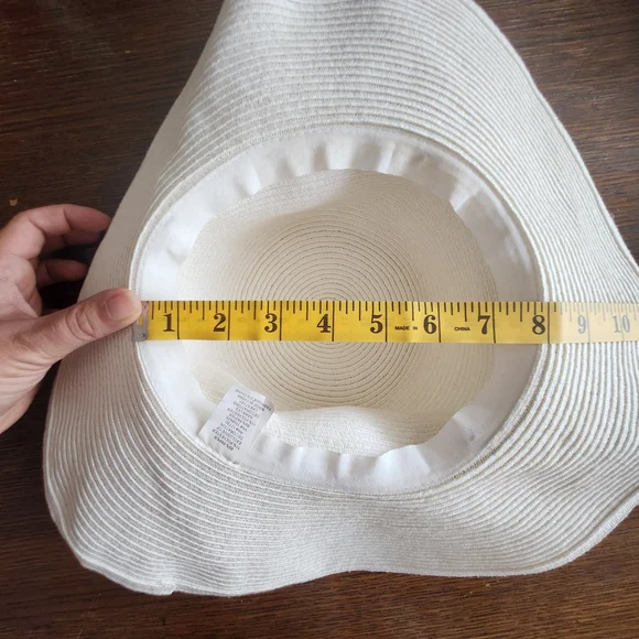 White Sun Hat with Teal Accents - Picture 5 of 7